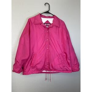 Vintage 80's 90's Apres Sport Pink Wind Breaker‎ Button Up Jacket Size Medium